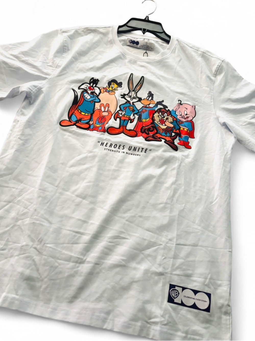 Looney Tunes "Heroes Unite" White Graphic Tee